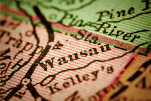 Image shows a map of Wausau, Wisconsin from the 1880's 