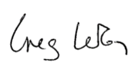 Cursive signature of "Greg LeRoy"
