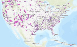 ESRI-generated map of Opportunity Zones
