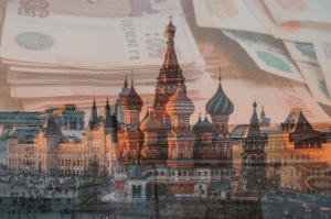 St. Basil's Cathedral with money in the foreground