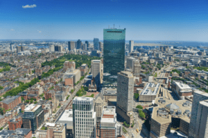An aerial view of Boston Massachusetts