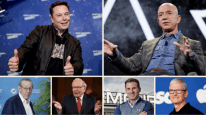 Tesla's Elon Musk, Amazon's Jeff Bezos, real estate mogul and Miami Dolphins owner Stephen Ross, Berkshire Hathaway’s Warren Buffet, Under Armour’s Kevin Plank, Apple’s Tim Cook.