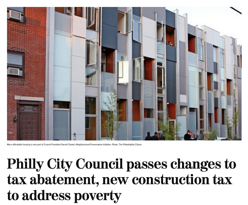 Al Día newspaper headline: Philly City Council passes changes to tax abatement, new construction tax to address poverty
