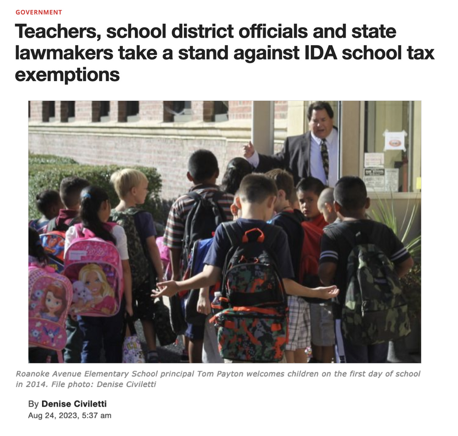 Teachers, school district officials and state lawmakers take a stand against IDA school tax exemptions
