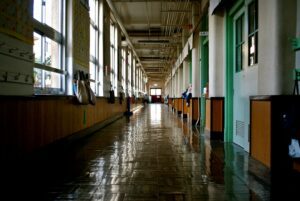 Empty hallway in a school