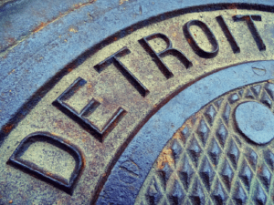An image of a manhole cover in Detroit.