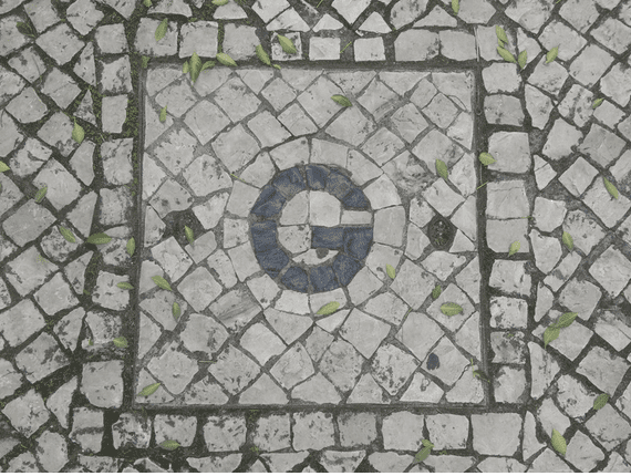 Image of the G in stones. The G appears to be the G used in the Google logo.